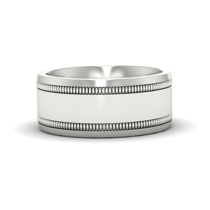 Mens Band Double Milgrain Fascinating Diamonds