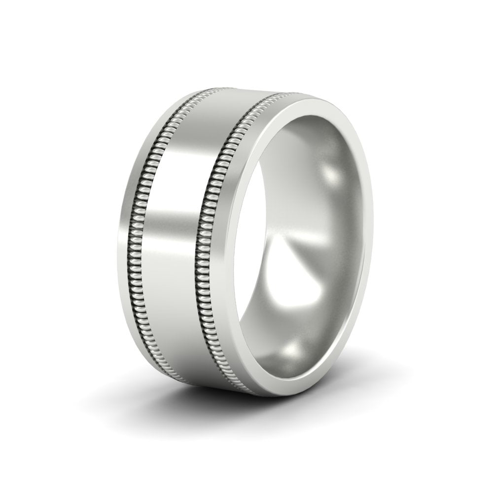 Mens Band Double Milgrain Fascinating Diamonds
