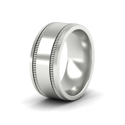 Mens Band Double Milgrain Fascinating Diamonds