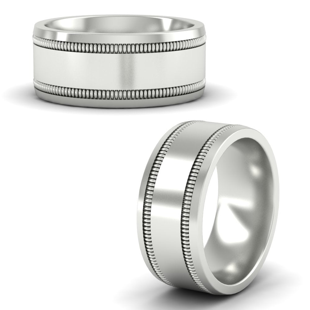 Mens Band Double Milgrain Fascinating Diamonds