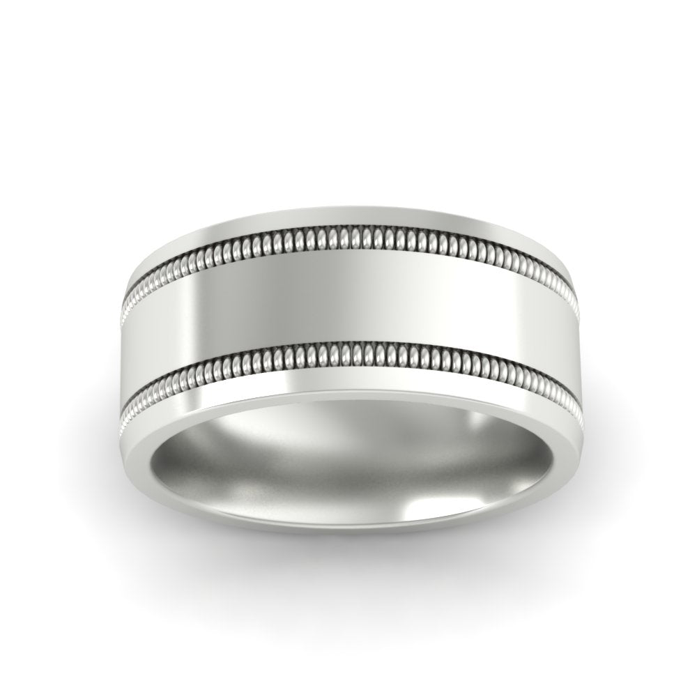 Mens Band Double Milgrain Fascinating Diamonds