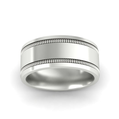 Mens Band Double Milgrain Fascinating Diamonds