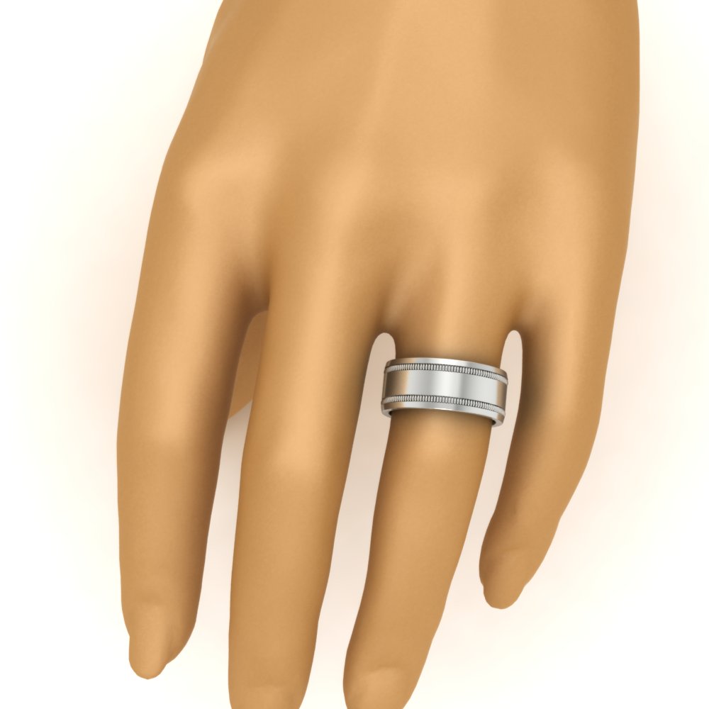 Mens Band Double Milgrain Fascinating Diamonds