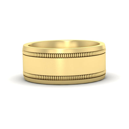 Mens Band Double Milgrain Fascinating Diamonds