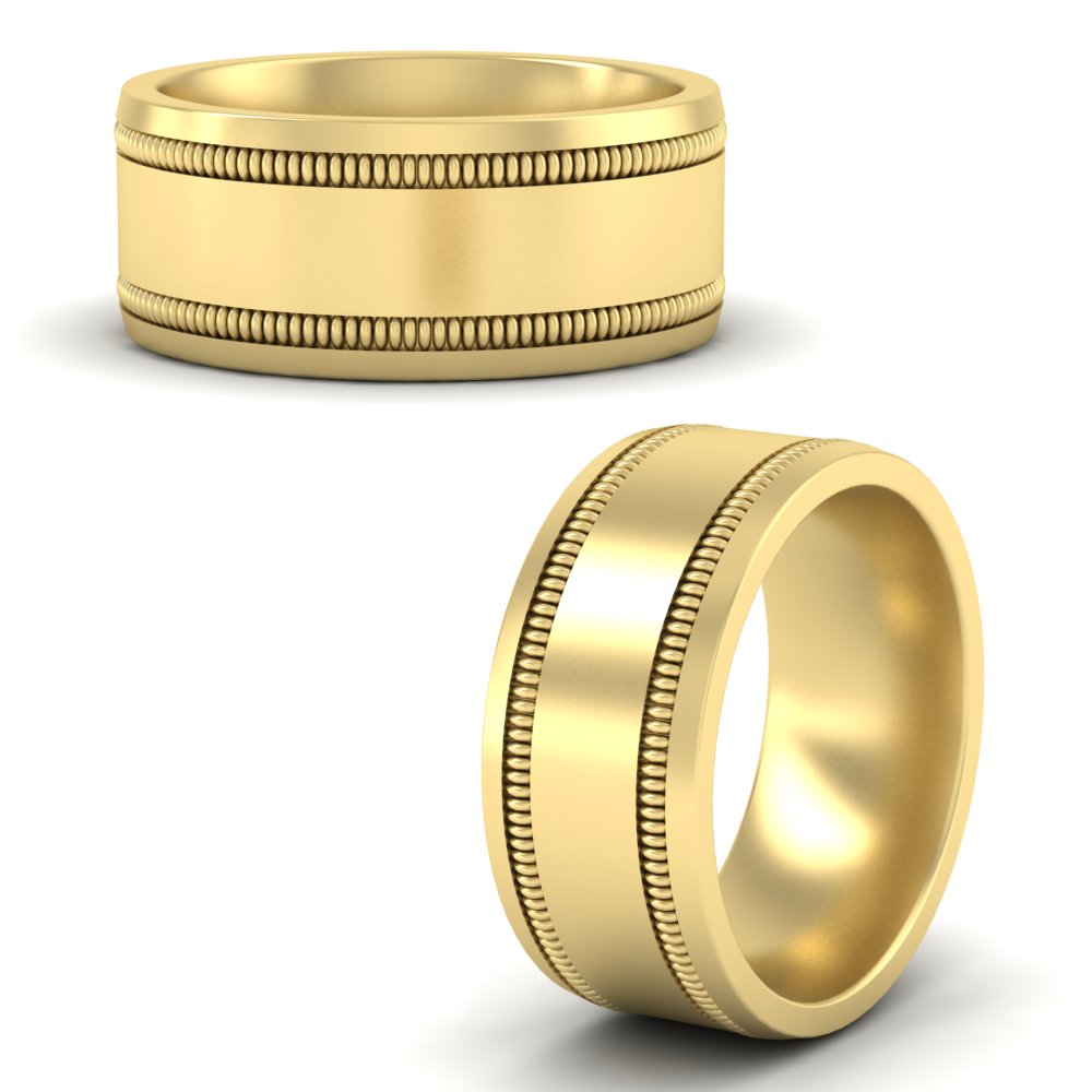 Mens Band Double Milgrain Fascinating Diamonds