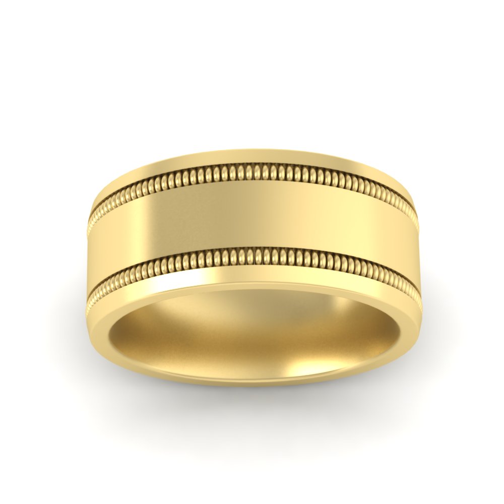 Mens Band Double Milgrain Fascinating Diamonds