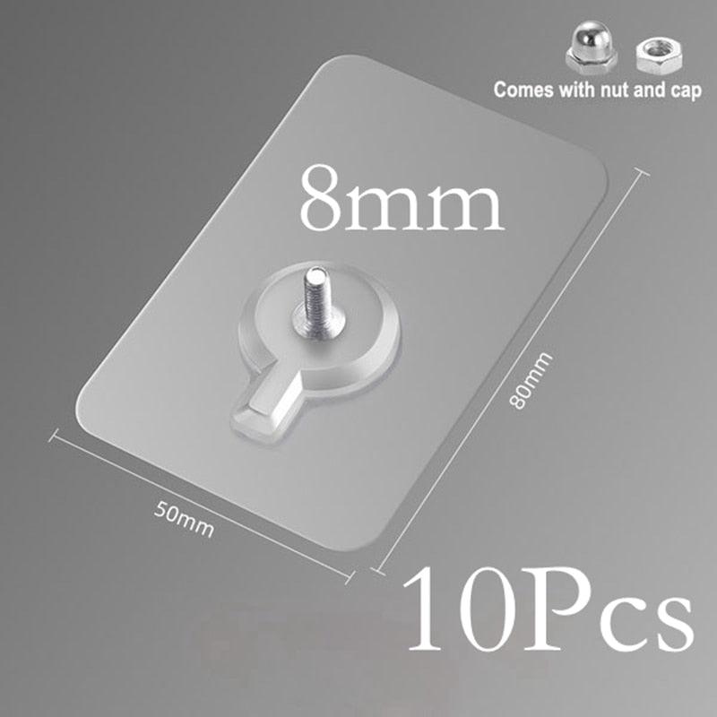 10 Pcs Punch-Free Non-Marking Strong Adhesive Screw Stickers Wall Picture Hook Invisible Traceless Hardware Drywall Hooks Towel Hook Self Adhesive Key Holder Wall Hook Clothes Coat Robe Hooks Cabinet Closet Door Hanger Stevvex
