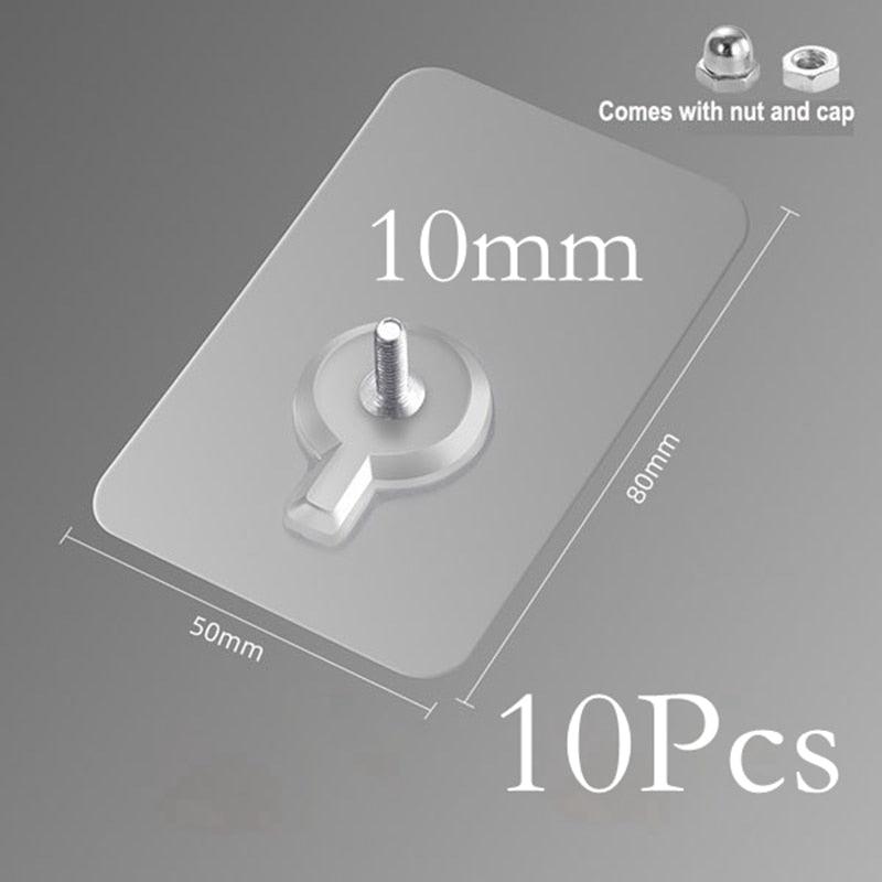 10 Pcs Punch-Free Non-Marking Strong Adhesive Screw Stickers Wall Picture Hook Invisible Traceless Hardware Drywall Hooks Towel Hook Self Adhesive Key Holder Wall Hook Clothes Coat Robe Hooks Cabinet Closet Door Hanger Stevvex
