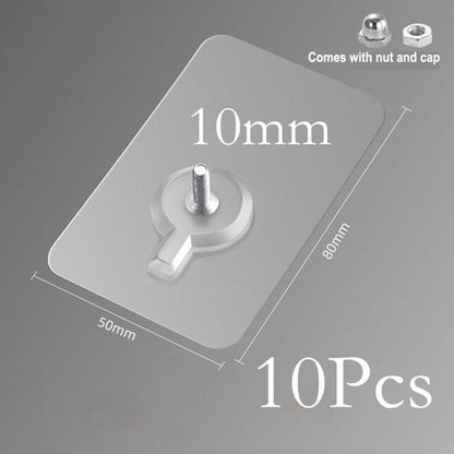 10 Pcs Punch-Free Non-Marking Strong Adhesive Screw Stickers Wall Picture Hook Invisible Traceless Hardware Drywall Hooks Towel Hook Self Adhesive Key Holder Wall Hook Clothes Coat Robe Hooks Cabinet Closet Door Hanger Stevvex
