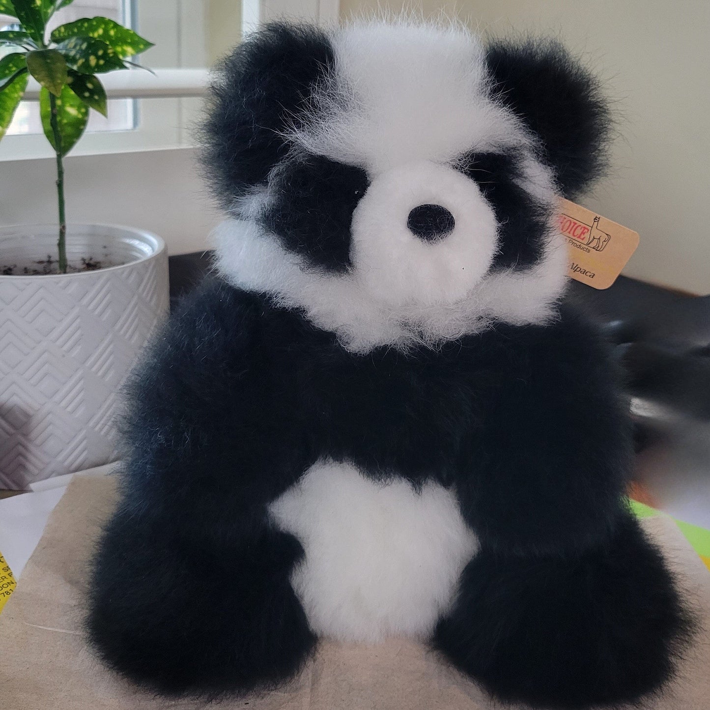 10" Seated Alpaca Panda Bear Purely Alpaca