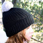 100% Alpaca Pom-Pom Channel Beanie Hat Purely Alpaca
