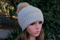 100% Alpaca Pom-Pom Channel Beanie Hat Purely Alpaca