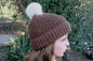 100% Alpaca Pom-Pom Channel Beanie Hat Purely Alpaca