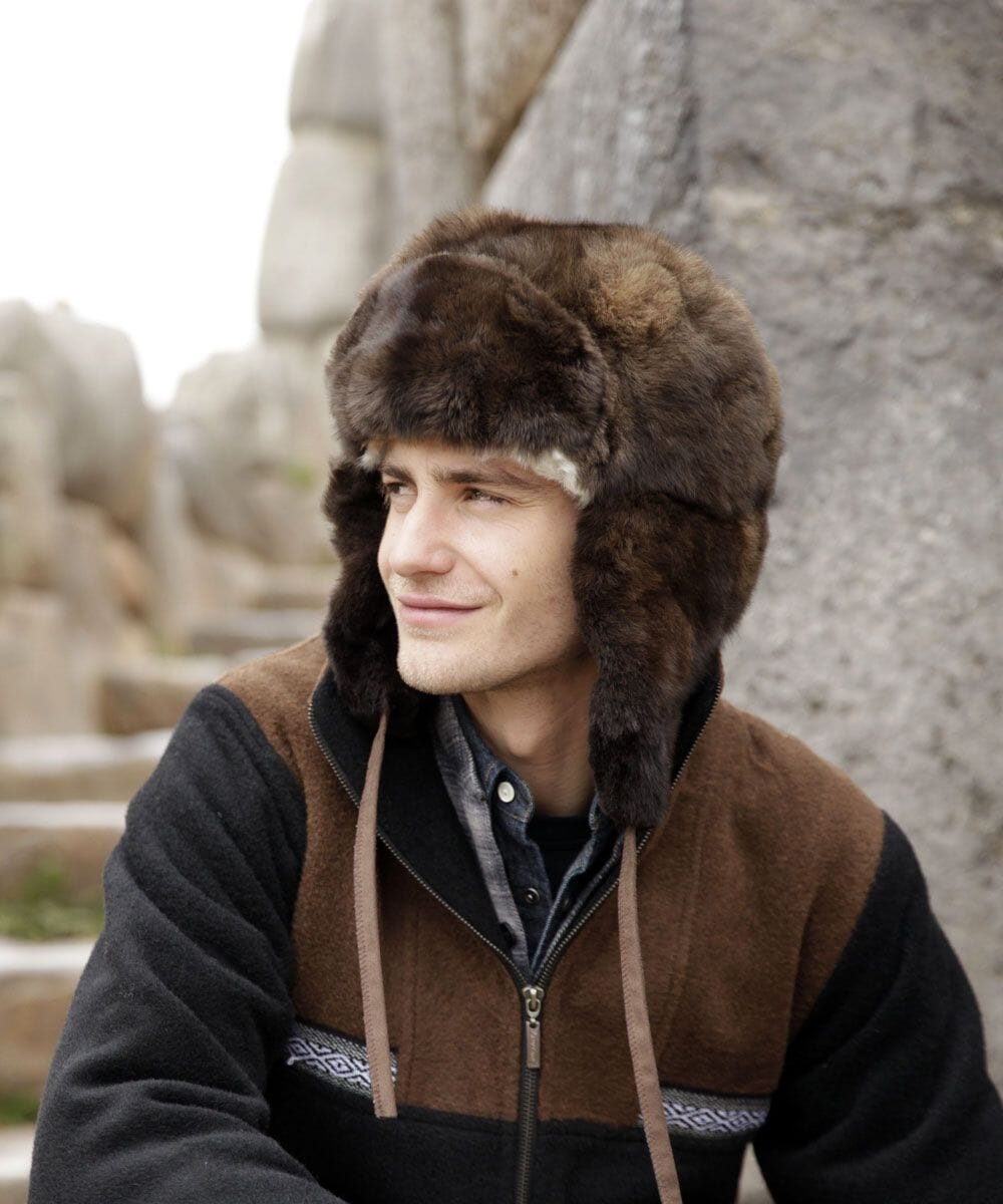 100% Baby Alpaca  RCMP Fur Hat With Earflaps Chullo Purely Alpaca