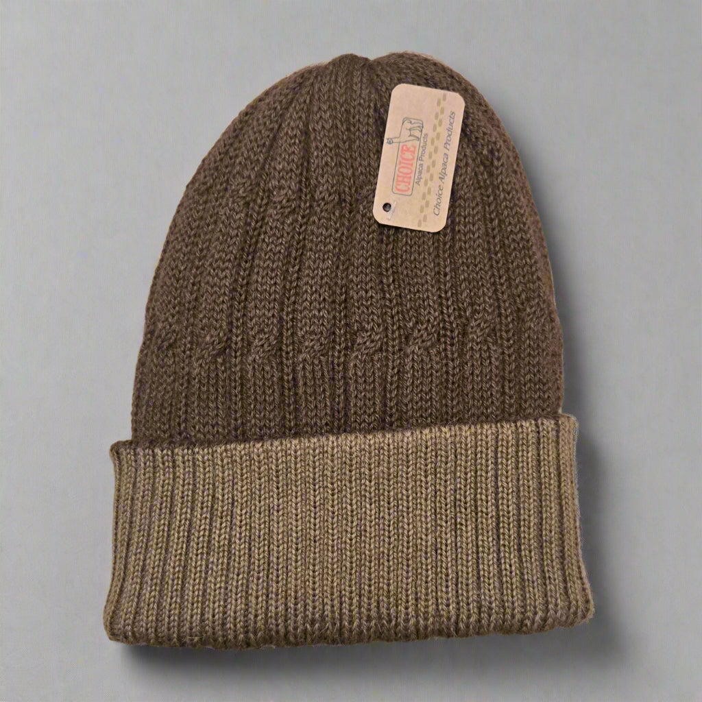 Reversible Cabled 100% Alpaca Knit Hat Purely Alpaca