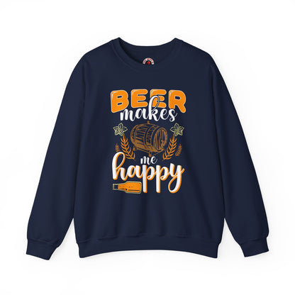 Beer Makes Me Happy Crewneck Sweatshirt. The Devil's Pickle