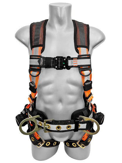 Frontline 100RCTB Combat Reflective Construction Full Body Harness with Tongue Buckle Legs and Trauma Straps XL/2X VM Hardware