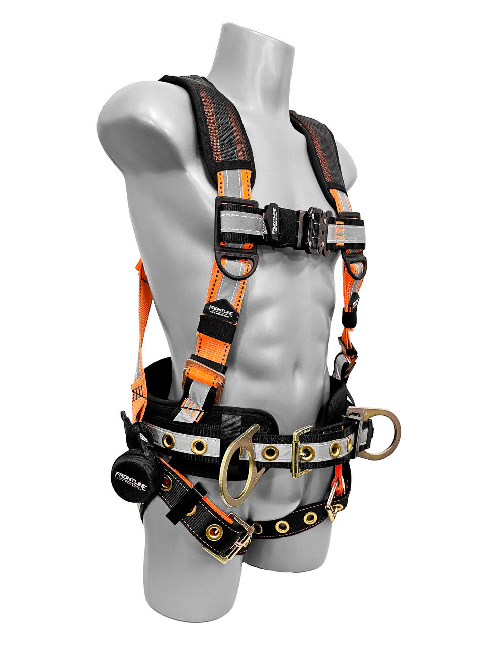 Frontline 100RCTB Combat Reflective Construction Full Body Harness with Tongue Buckle Legs and Trauma Straps S VM Hardware
