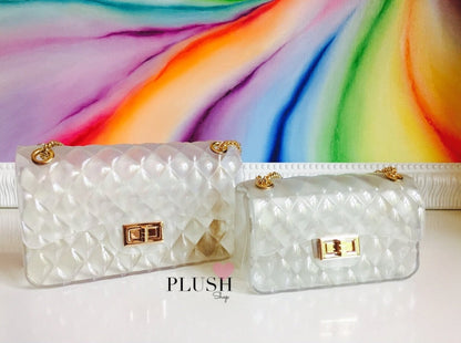 Ins super fire transparent mini bag female summer new jelly chain bag gradient wild Messenger bag See size chart under “more details” The Fashion Celestial
