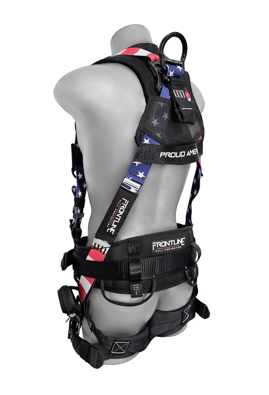 Frontline 110CTB-AM American Style Full Body Harness with Aluminum Hardware and Suspension Trauma Straps M/L VM Hardware