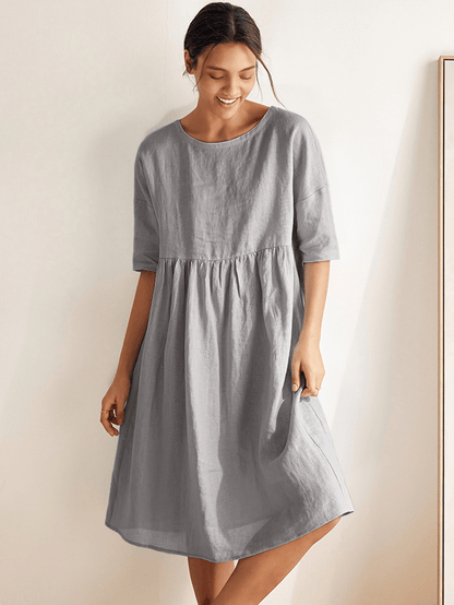 100% Linen A-Line Midi Dress VALENCIA LINTICO