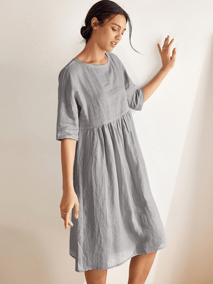 100% Linen A-Line Midi Dress VALENCIA LINTICO