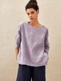 100% Linen Boatneck 3/4 Length Sleeve Top AURORA LINTICO