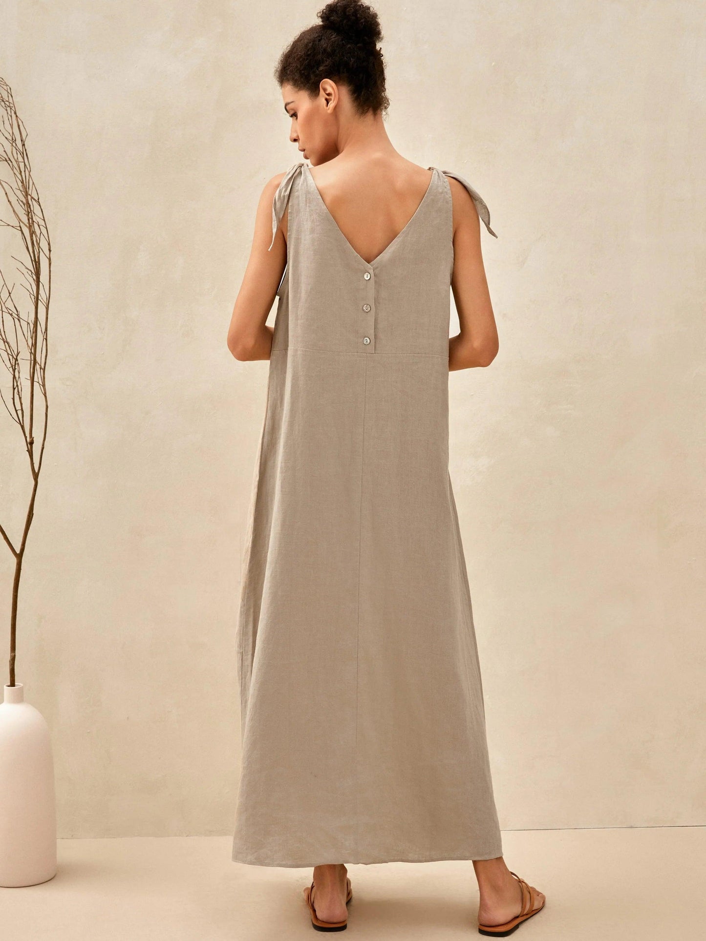 100% Linen Camisole Dress QEARL LINTICO