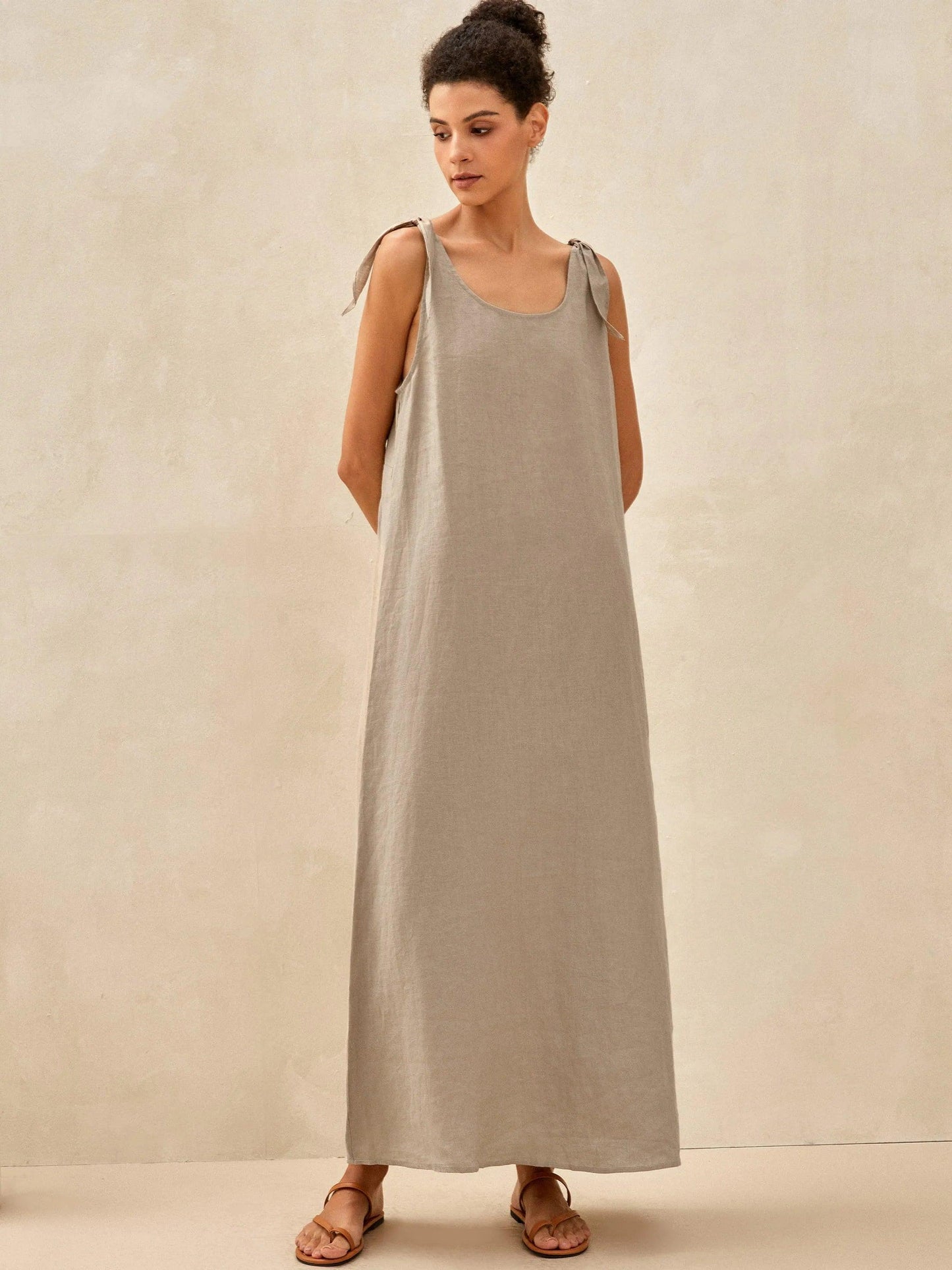 100% Linen Camisole Dress QEARL LINTICO