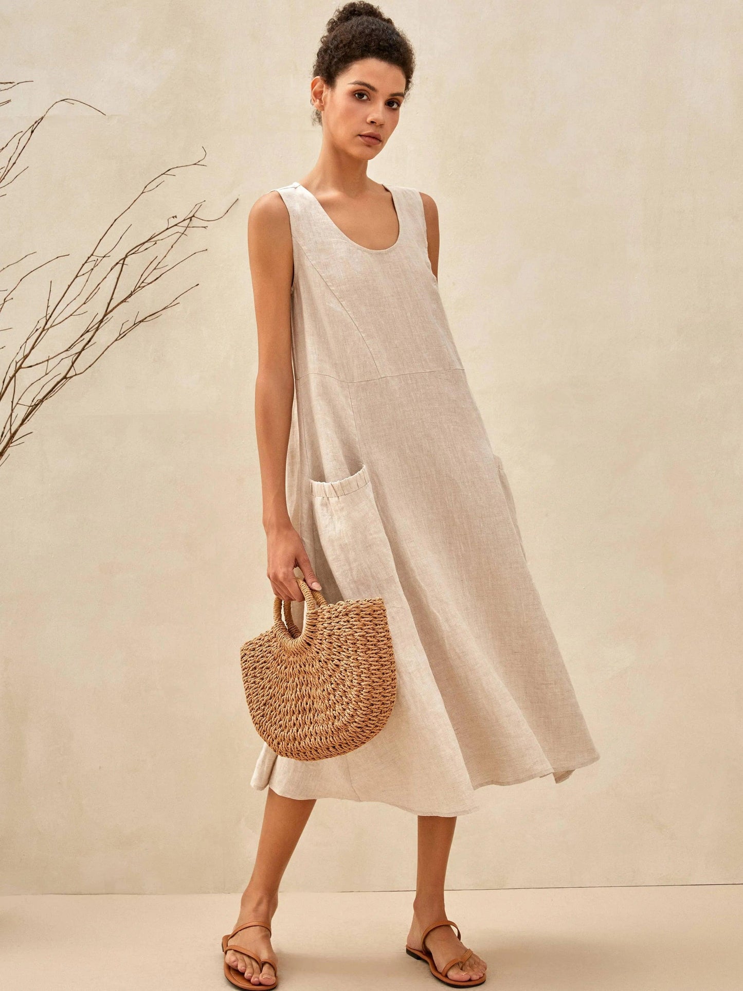 100% Linen Swing Beach Tank Dress GIANA LINTICO