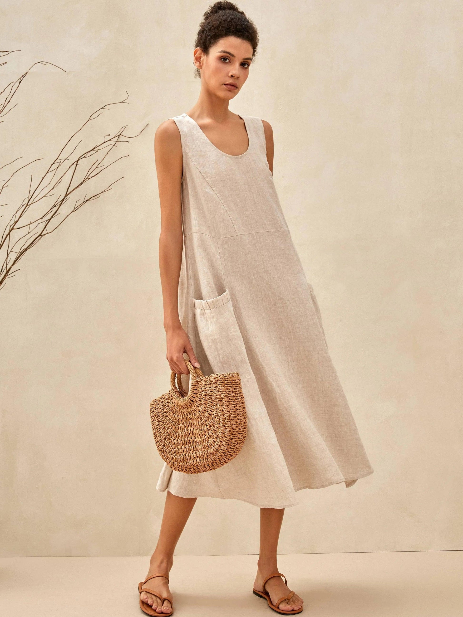 100% Linen Swing Beach Tank Dress GIANA LINTICO