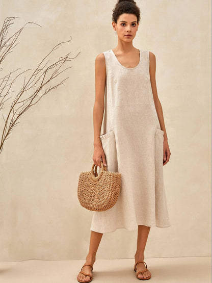 100% Linen Swing Beach Tank Dress GIANA LINTICO