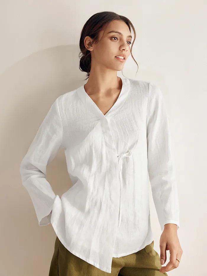 100% Linen Tie Cardigan Top DAKOTA