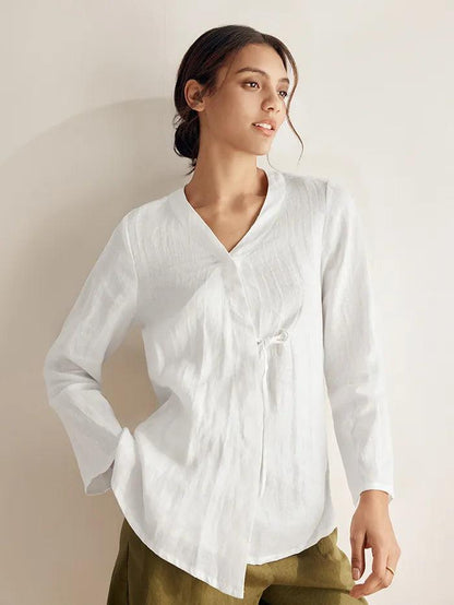 100% Linen Tie Cardigan Top DAKOTA