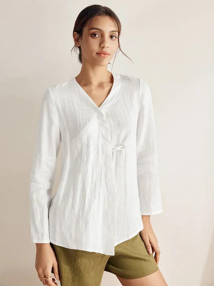 100% Linen Tie Cardigan Top DAKOTA