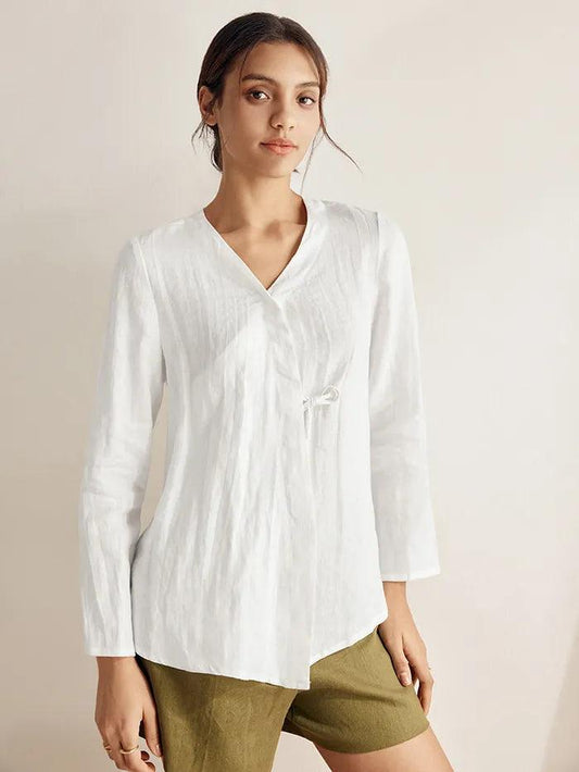 100% Linen Tie Cardigan Top DAKOTA