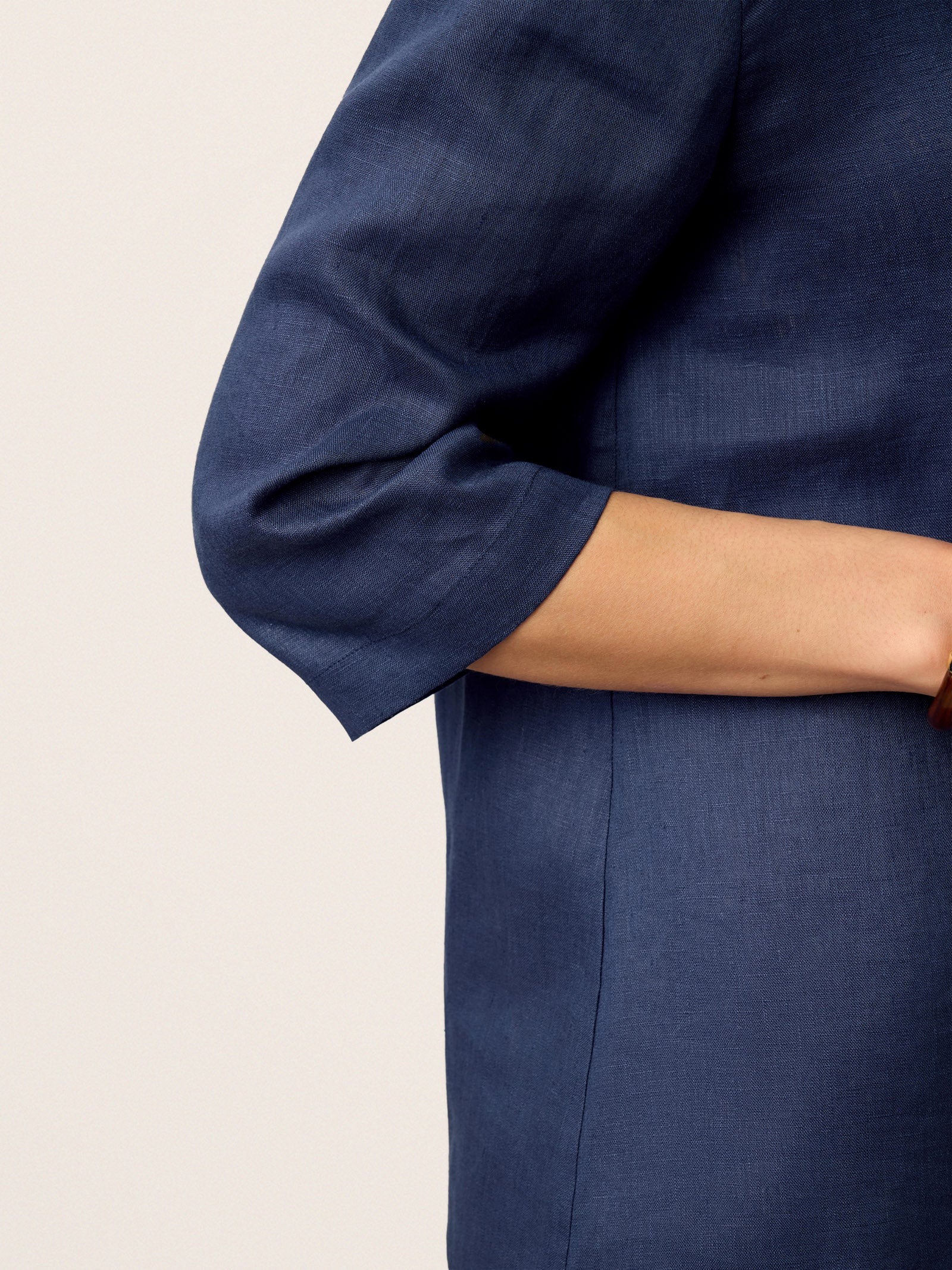 100% Linen Asymmetric Collar Inverted Pleat Top OTTILIE LINTICO