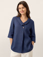 100% Linen Asymmetric Collar Inverted Pleat Top OTTILIE LINTICO