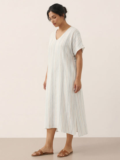 100% Linen Back-Tied Waist Maxi Dress HANA