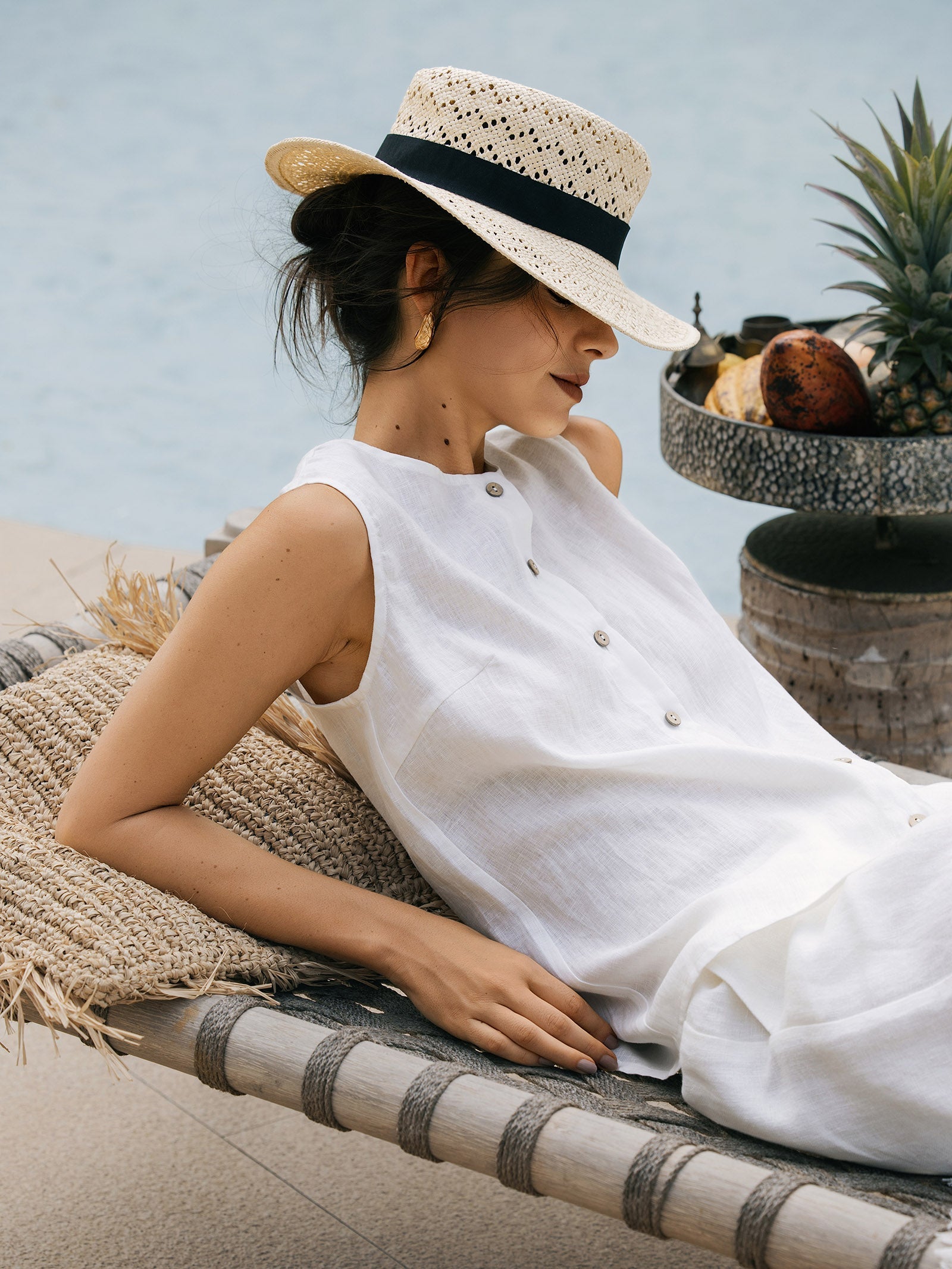 100% Linen Buttons Down Tank Top ERIN LINTICO