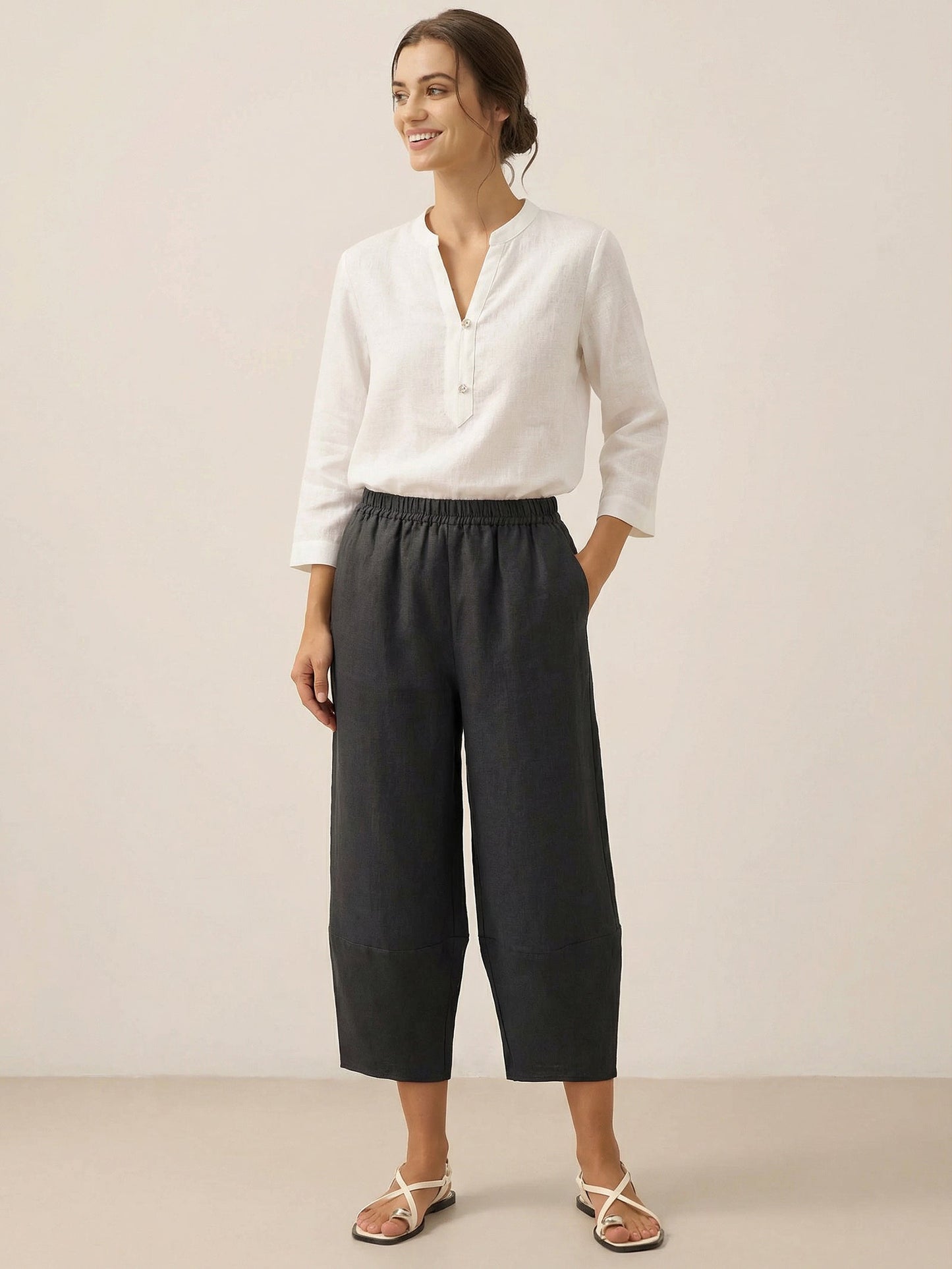 100% Linen Crop Pants RORY LINTICO