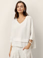 100% Linen Drop Shoulder Asymmetric Layered Hem Overtop VIOLA LINTICO