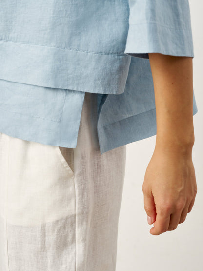 100% Linen Drop Shoulder Asymmetric Layered Hem Overtop VIOLA LINTICO