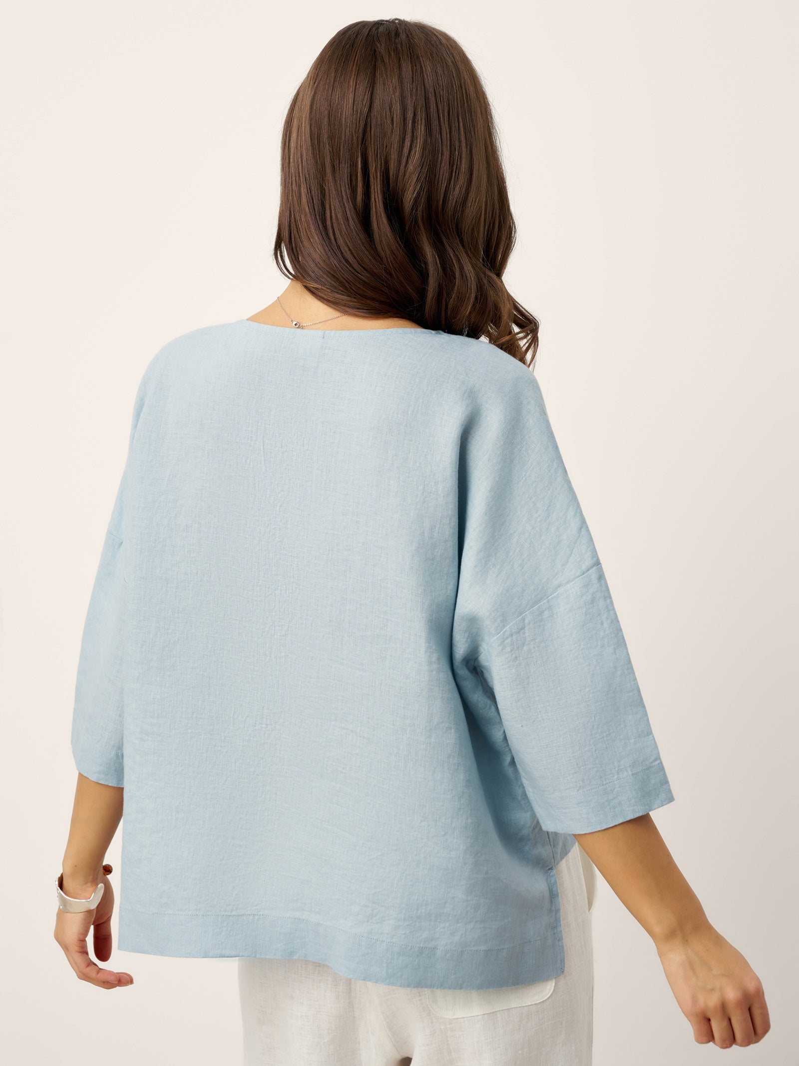 100% Linen Drop Shoulder Asymmetric Layered Hem Overtop VIOLA LINTICO