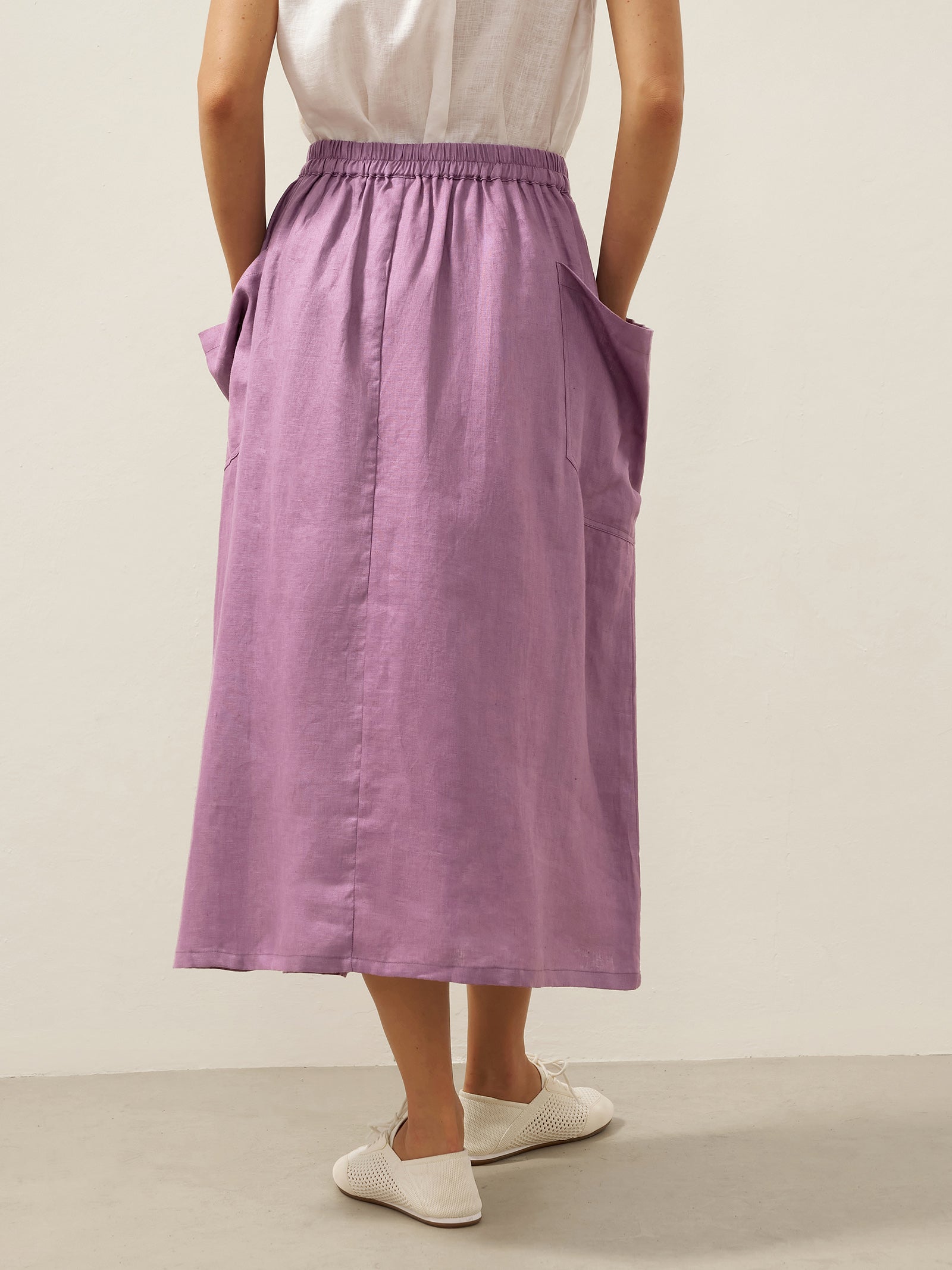 100% Linen Elastic Waist Skirt MARINA LINTICO