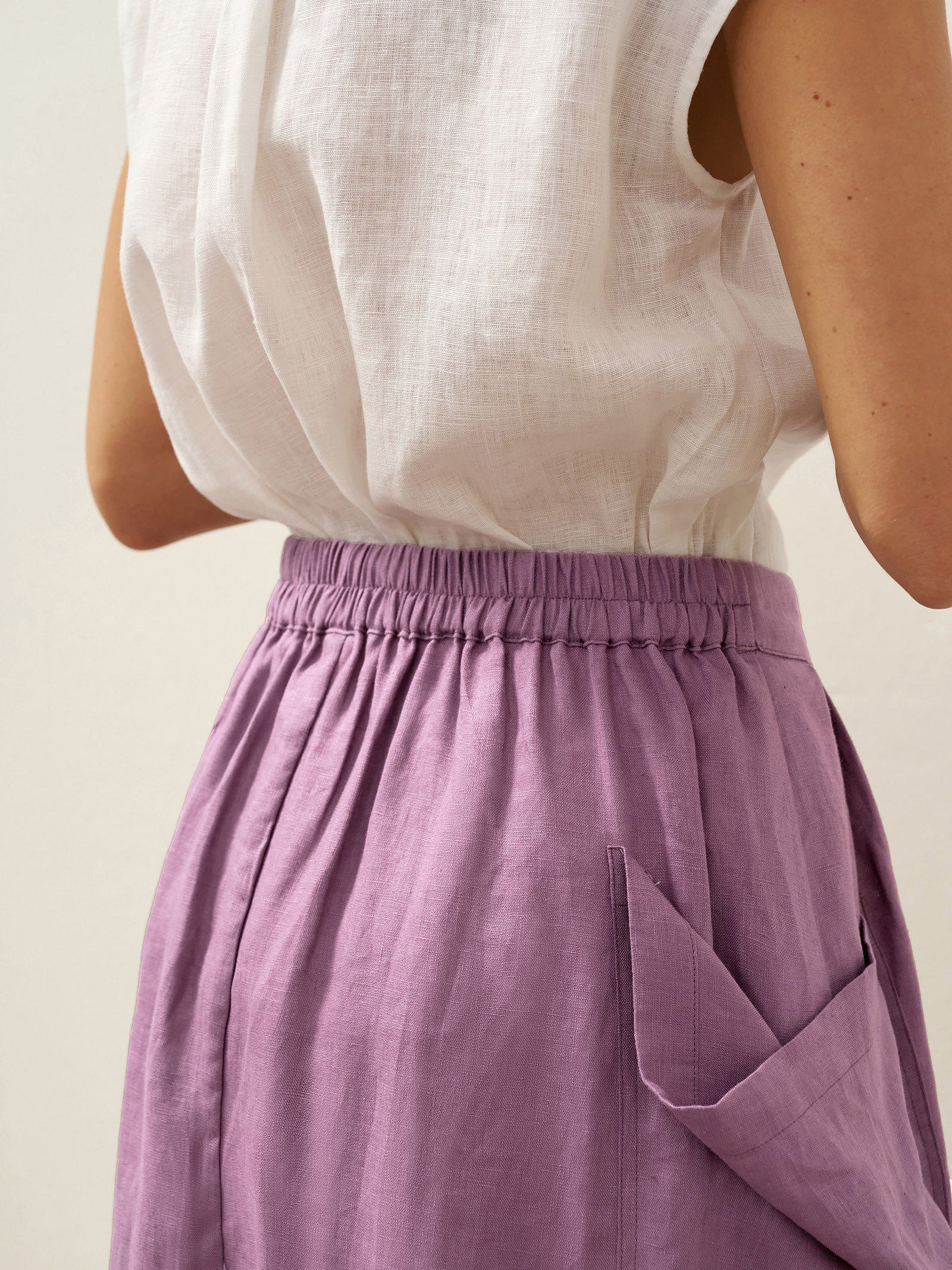 100% Linen Elastic Waist Skirt MARINA LINTICO