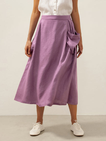100% Linen Elastic Waist Skirt MARINA LINTICO