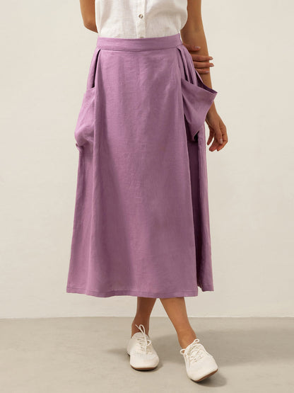 100% Linen Elastic Waist Skirt MARINA LINTICO