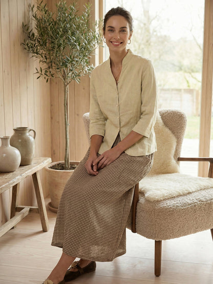 100% Linen Hand Button Fitted Jacket AMELIA LINTICO