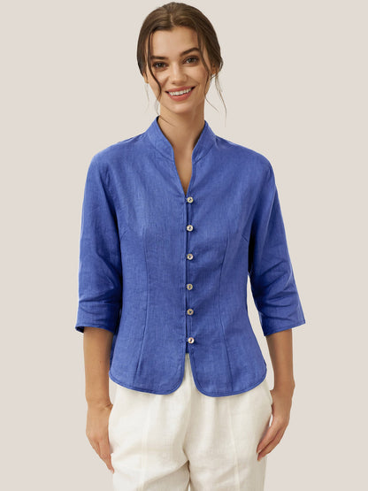 100% Linen Hand Button Fitted Jacket AMELIA LINTICO